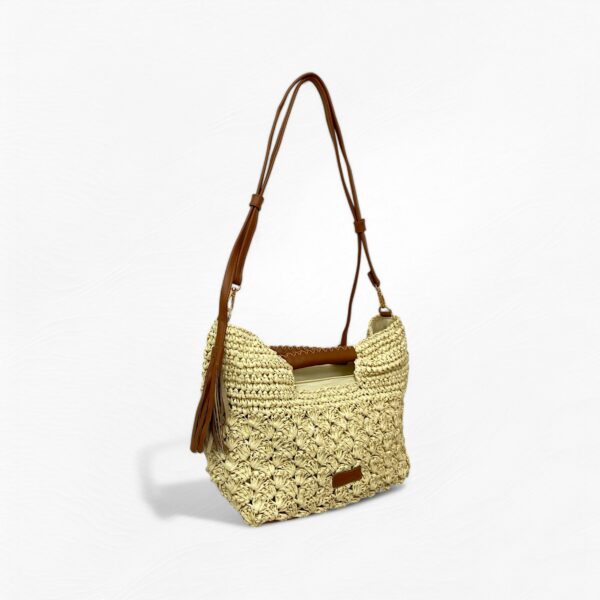 Bolso de Rafia y Piel para Mujer con Correa – Modelo F-B43009 (21×33×10 cm, 300 g) | Venta al por Mayor - Image 1