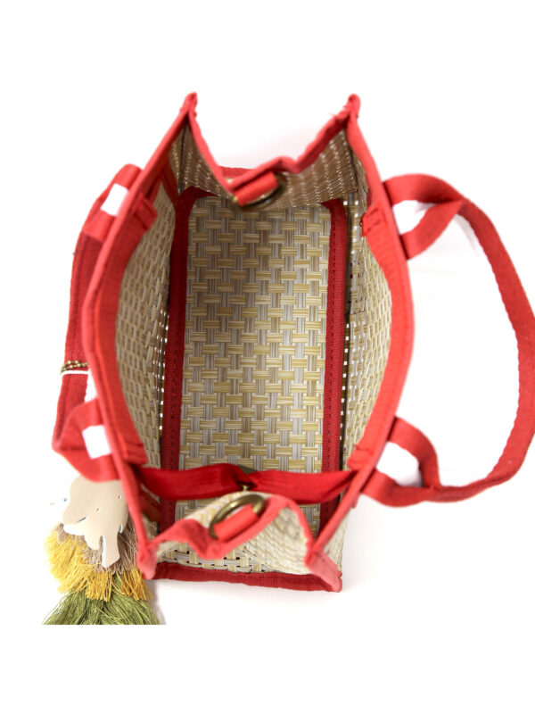 Bolso de Bambú con Detalles en Rojo – Modelo 11229 | Venta al por Mayor - Image 4