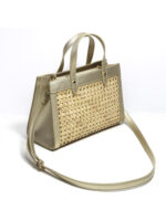 Bolso de Bambú con Detalles en Cuero Dorado – Modelo 11237 | Venta al por Mayor
