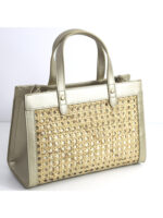 Bolso de Bambú con Detalles en Cuero Dorado – Modelo 11237 | Venta al por Mayor - Image 2
