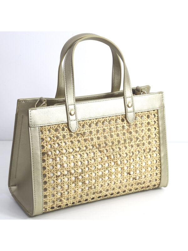 Bolso de Bambú con Detalles en Cuero Dorado – Modelo 11237 | Venta al por Mayor - Image 2