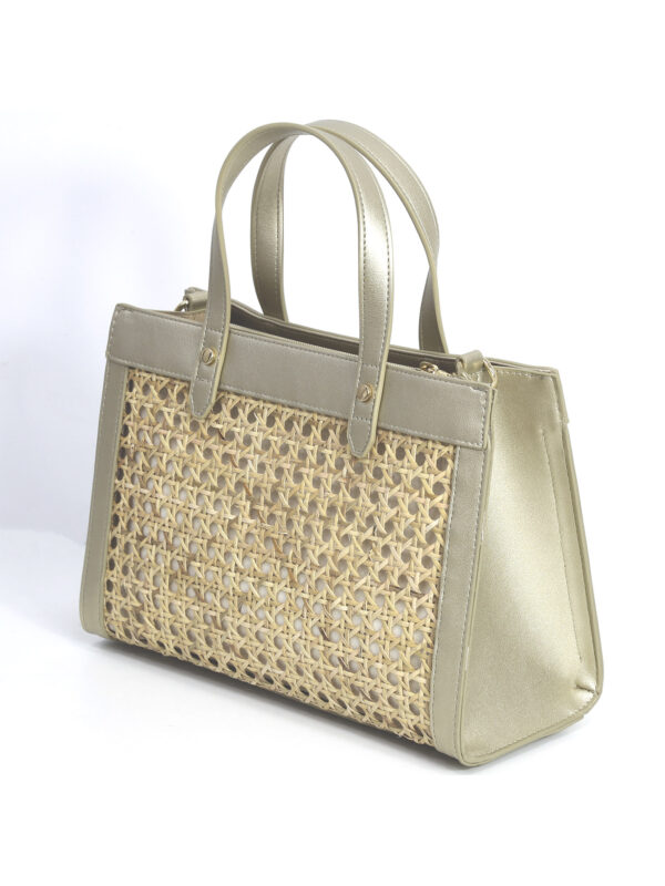 Bolso de Bambú con Detalles en Cuero Dorado – Modelo 11237 | Venta al por Mayor - Image 4