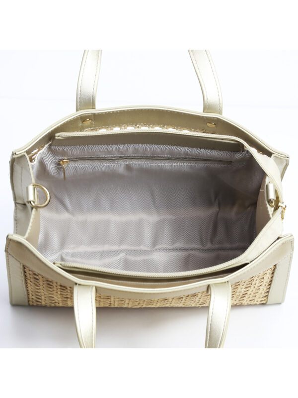 Bolso de Bambú con Detalles en Cuero Dorado – Modelo 11237 | Venta al por Mayor - Image 5