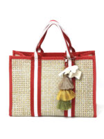Bolso de Verano de Bambú con Detalles en Rojo – Modelo 11244R | Venta al por Mayor - Image 2