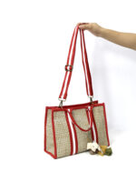 Bolso de Verano de Bambú con Detalles en Rojo – Modelo 11244R | Venta al por Mayor - Image 3