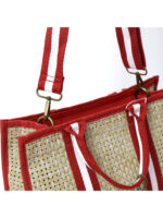 Bolso de Verano de Bambú con Detalles en Rojo – Modelo 11244R | Venta al por Mayor - Image 4