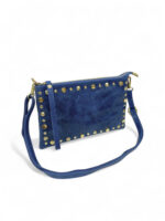 Bolso Bandolera Azul con Tachuelas Doradas – Modelo 1194 (16x26x1 cm, 250g) | Venta al por Mayor