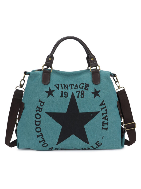 Bolso Tote Vintage de Lona y Polipiel para Mujer con Correa Ajustable – Modelo F-B311067 (30×15×25 cm, 200 g) | Venta al por Mayor - Image 1