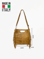 Bolso de Piel Auténtica para Mujer con Correa Ajustable y Flecos – Modelo 0669 (24×22×6 cm, 350 g) | Hecho en Italia | Venta al por Mayor - Image 2