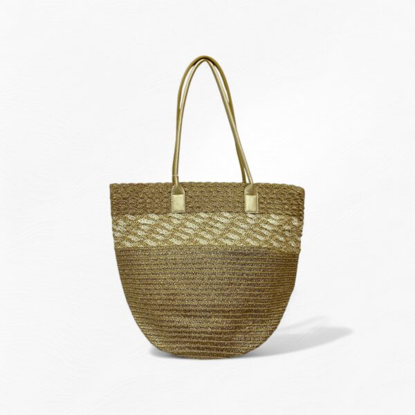Bolso Shopper de Rafia y Piel para Mujer – Modelo XY-2520 (32×42×22 cm, 350 g) | Venta al por Mayor - Image 1