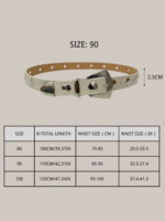 Cinturón de Piel para Mujer Blanco con Hebilla Plateada y Tachuelas – Hecho en Italia – Modelo C027 | Venta al por Mayor - Image 3