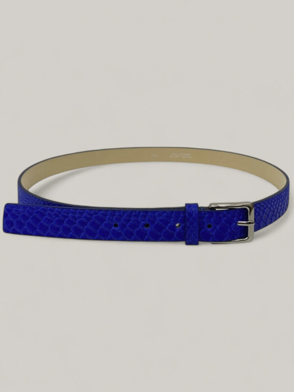 Cinturón de Piel para Mujer Azul con Hebilla Plateada – Hecho en Italia – Modelo C103 | Venta al por Mayor - Image 1