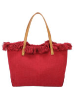 Bolso Tote de Lona con Flecos y Asas de Polipiel para Mujer – Modelo FB-11078 (45×30×5 cm, 300 g) | Venta al por Mayor
