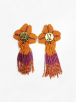 FE35001 | Pendientes Largos de Flores Naranjas | Venta al por Mayor