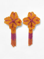 FE35001 | Pendientes Largos de Flores Naranjas | Venta al por Mayor - Image 3