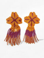 FE35001 | Pendientes Largos de Flores Naranjas | Venta al por Mayor - Image 2