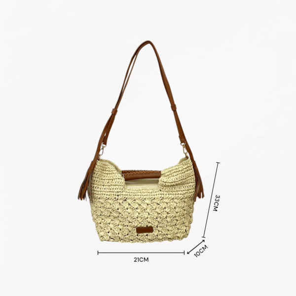 Bolso de Rafia y Piel para Mujer con Correa – Modelo F-B43009 (21×33×10 cm, 300 g) | Venta al por Mayor - Image 3