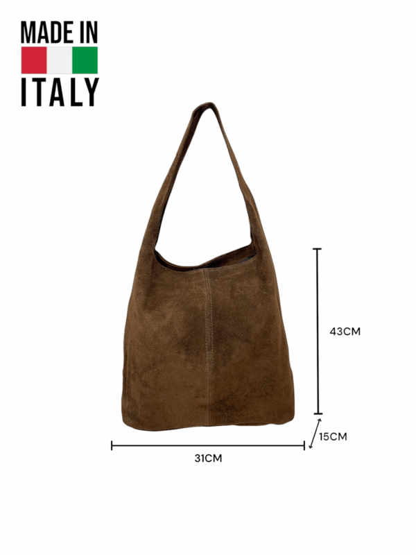 Bolso de antelina y piel al por mayor – Modelo 0103 Cafe– 43×31×15 cm – 400g - Image 2