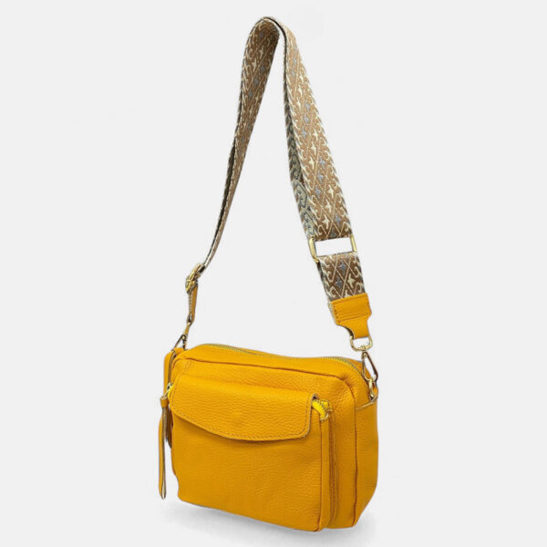 Bolso bandolera mostaza con múltiples bolsillos y correa ajustable 0845 - Image 2
