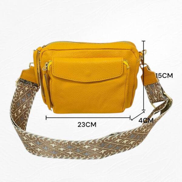 Bolso bandolera mostaza con múltiples bolsillos y correa ajustable 0845 - Image 3