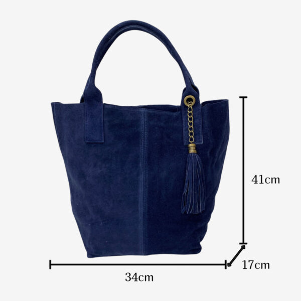 Bolso de ante auténtico con borla decorativa y bolsa interior a juego 100009 - Image 3