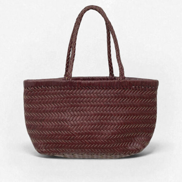 Bolso trenzado burdeos con doble asa y correa larga ajustable 2060 - Image 3