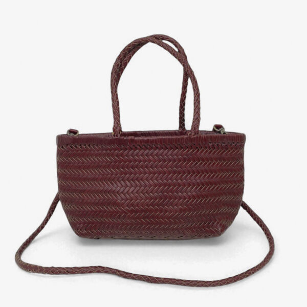 Bolso trenzado burdeos con doble asa y correa larga ajustable 2060 - Image 1