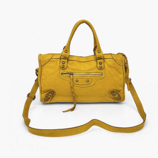 Bolso de piel amarilla estilo clásico con asas y correa bandolera desmontable 20145 - Image 1