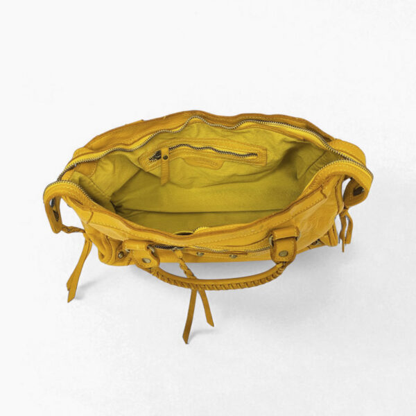 Bolso de piel amarilla estilo clásico con asas y correa bandolera desmontable 20145 - Image 4