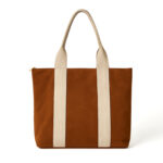Bolso Tote de Ante con Asas de Lona y Correa Desmontable 0992