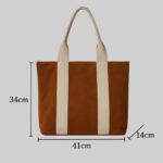 Bolso Tote de Ante con Asas de Lona y Correa Desmontable 0992 - Image 4