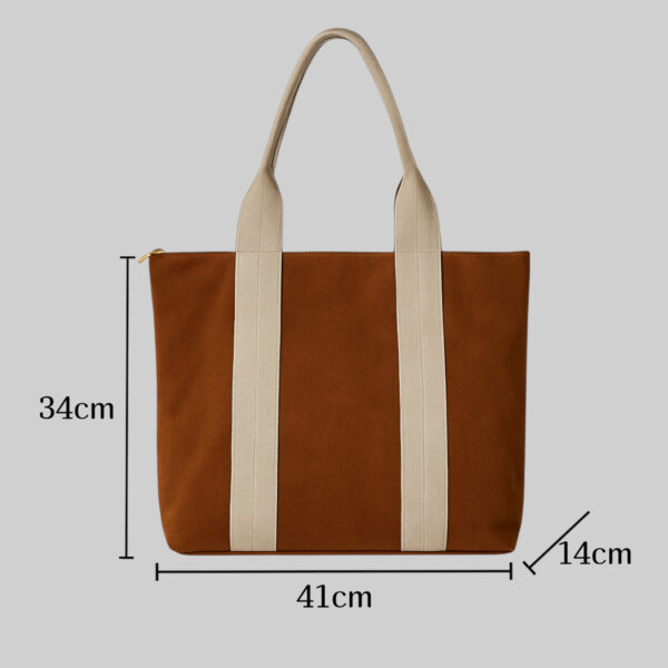 Bolso Tote de Ante con Asas de Lona y Correa Desmontable 0992 - Image 4