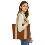 Bolso Tote de Ante con Asas de Lona y Correa Desmontable 0992 - Image 3