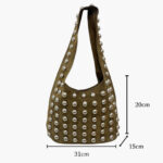 Bolso de Hombro de Piel con Tachuelas Metálicas – Estilo Moderno y Sofisticado 1398 - Image 3
