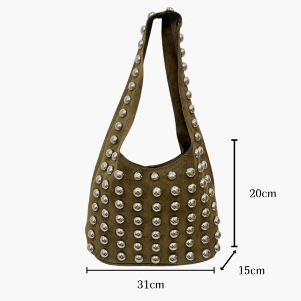Bolso de Hombro de Piel con Tachuelas Metálicas – Estilo Moderno y Sofisticado 1398 - Image 3