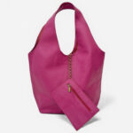 Bolso hobo de cuero vegano con monedero – Rosa fucsia, gran capacidad y estilo casual 0766