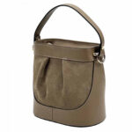 Bolso Bucket de Piel Combinada y Ante Suave – Modelo Taupe Elegante – (Mod. 1375)