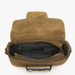 Bolso bandolera de ante italiano con herraje ecuestre metálico – hecho en Italia (Modelo 1383) - Imagen 3