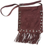 Bolso Bandolera de Ante con Flecos y Tachuelas – Color Burdeos – (Mod. 1395)