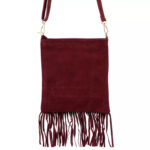 Bolso bandolera boho de ante con flecos y tachuelas doradas – (Mod. 1409) - Imagen 2