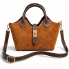 Bolso de Serraje con Asas Cortas y Bandolera Ajustable