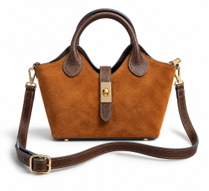Bolso de Serraje con Asas Cortas y Bandolera Ajustable