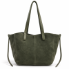 Bolso Shopper de Piel de Serraje con Tiras Laterales