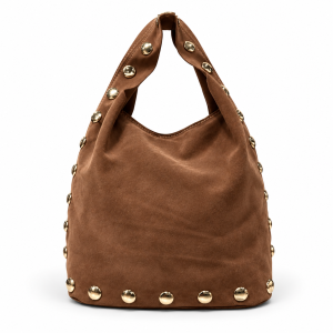 Bolso Tote de Piel de Serraje con Tachuelas