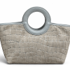 Bolso de Serraje Grabado Efecto Coco con Asas Redondas