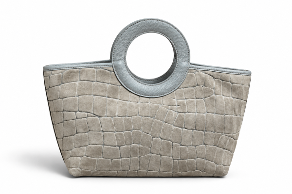 Bolso de Serraje Grabado Efecto Coco con Asas Redondas