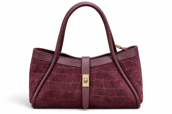 Bolso de Serraje Grabado Efecto Coco con Doble Asa