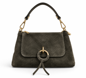 Bolso de Serraje con Asa Doble y Detalle Decorativo