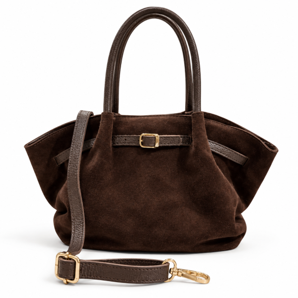 Bolso de Serraje con Asas de Piel