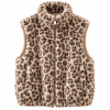 Chaleco Mujer de Pelo con Estampado Leopardo y Cremallera